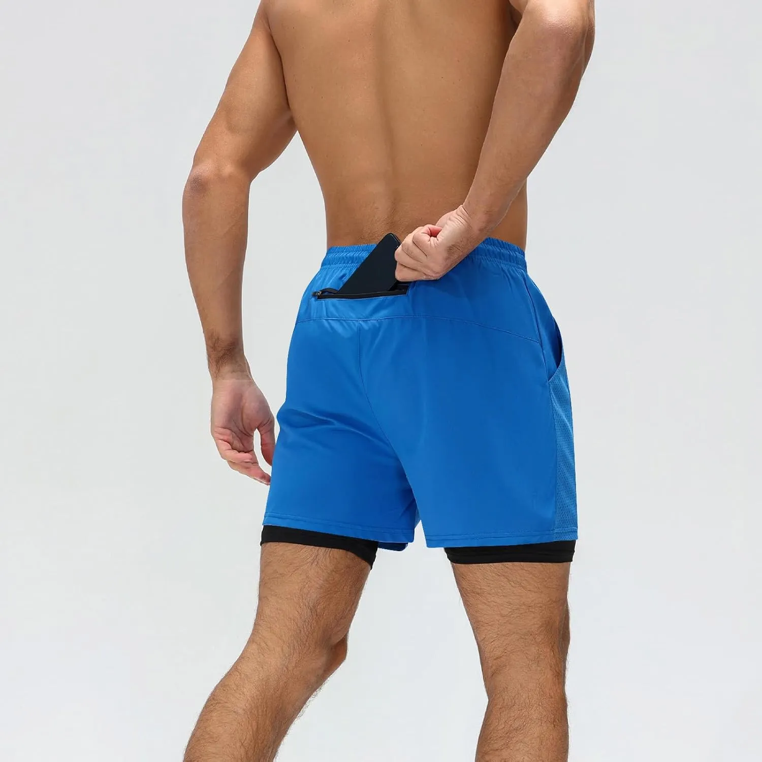 Men's Workout Shorts Athletic with Pockets Quick Dry Elastic Gym Running Active Lightweight Breathable Trunks