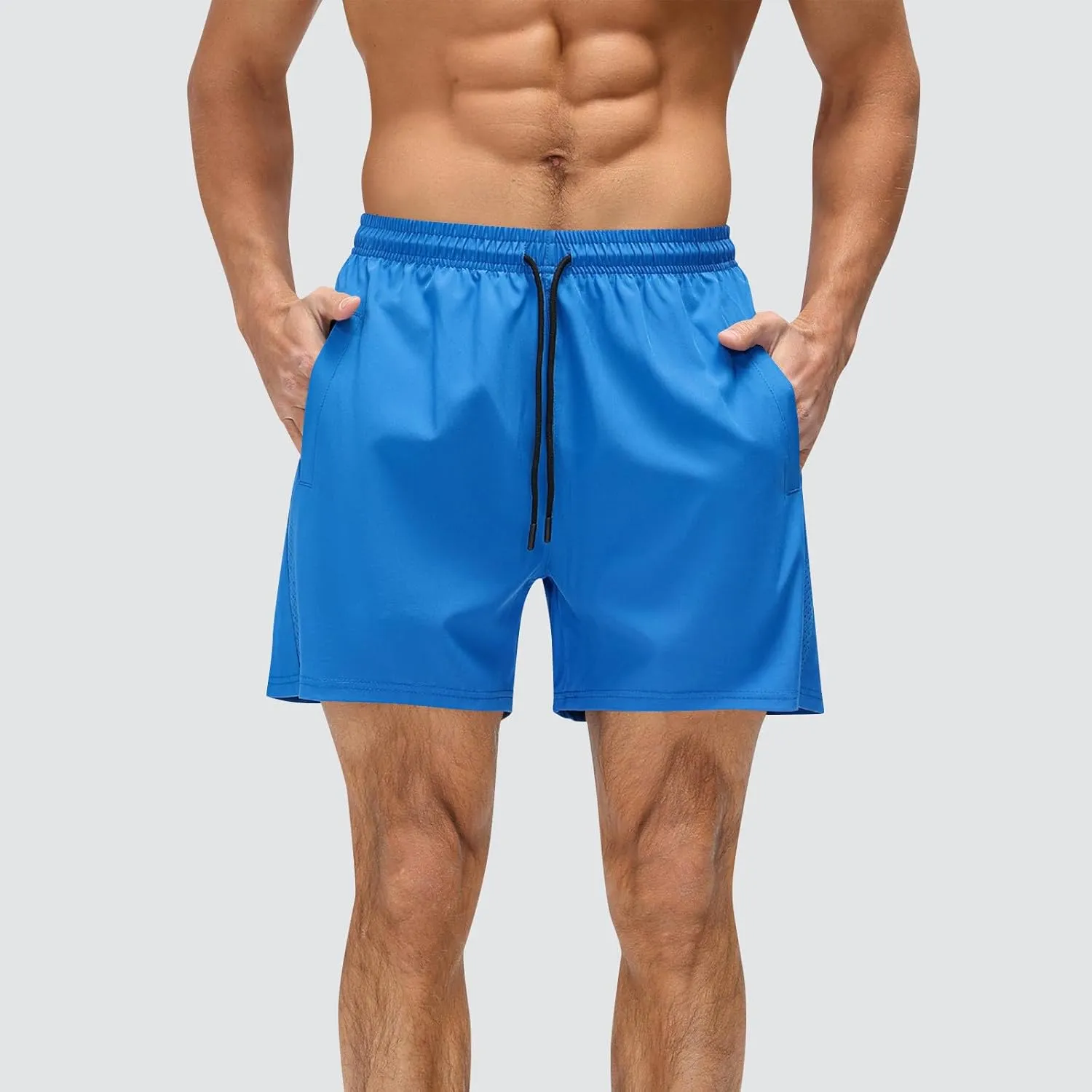 Men's Workout Shorts Athletic with Pockets Quick Dry Elastic Gym Running Active Lightweight Breathable Trunks