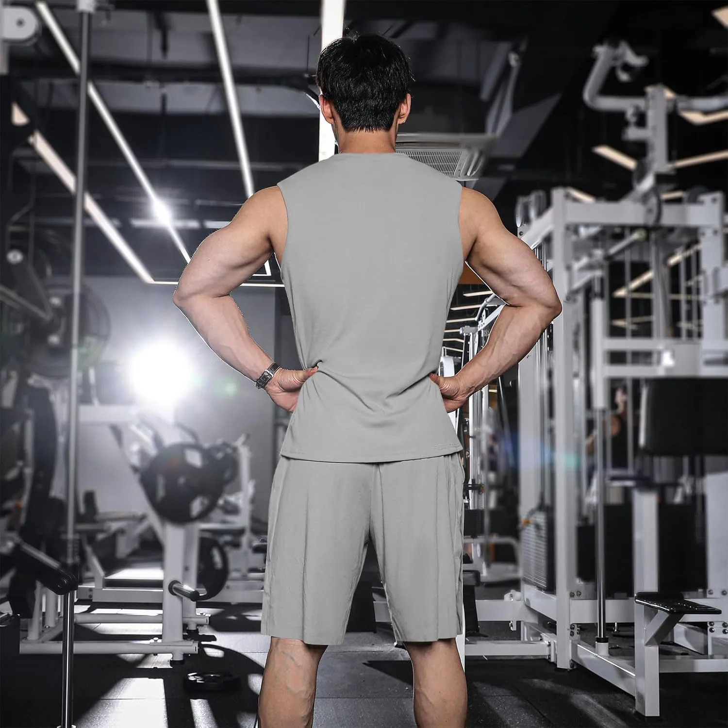 Men's Workout Sleeveless Tank Tops UPF 50  Swim Fishing Shirts Quick Dry Running UV Protection Muscle Hippie Tops