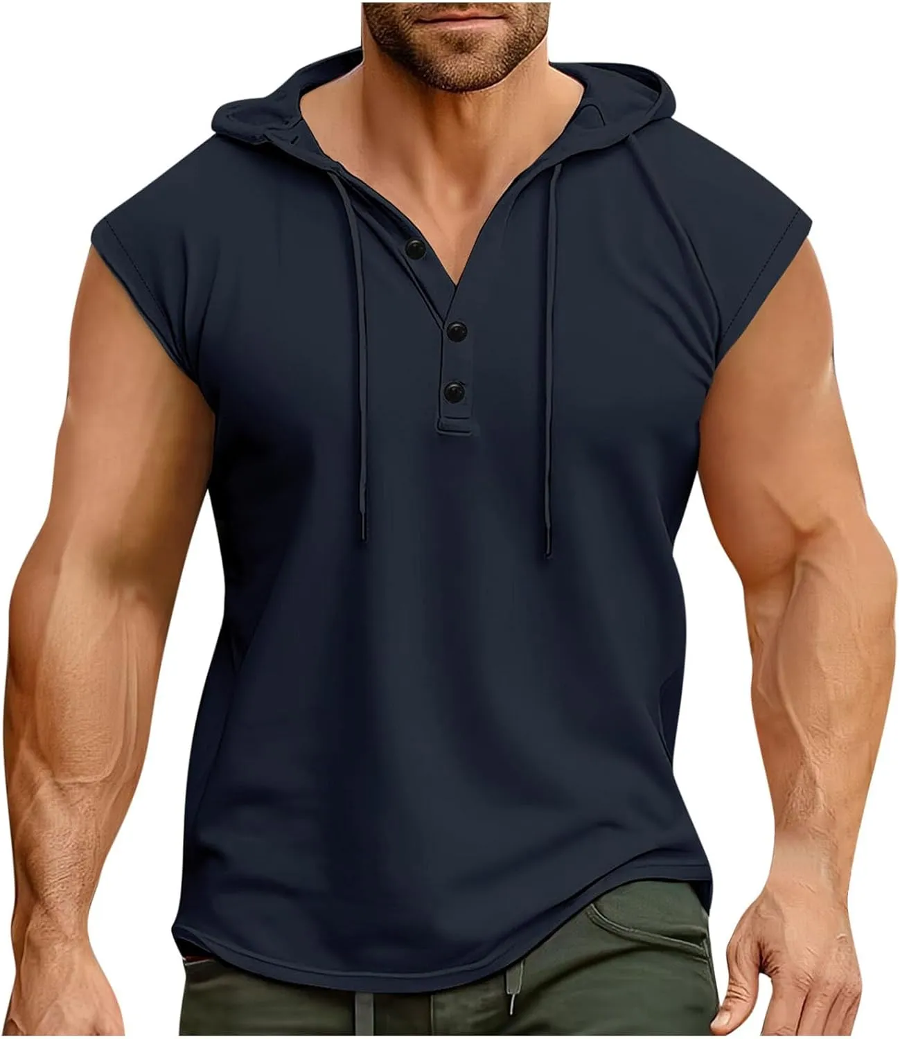 Men's Workout Tank Tops with Hooded, Quick Dry Sleeveless Workout Hoody Shirts Summer Beach Athletic Muscle Fit Tees