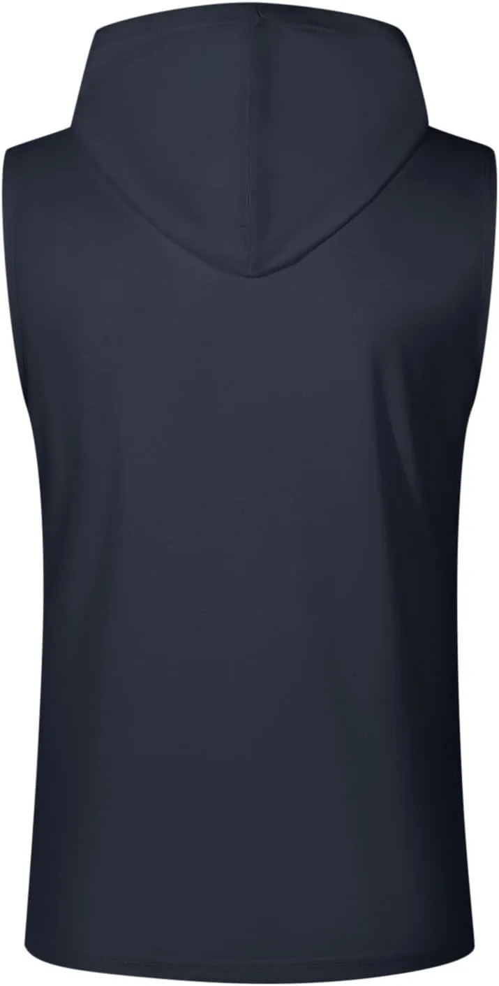 Men's Workout Tank Tops with Hooded, Quick Dry Sleeveless Workout Hoody Shirts Summer Beach Athletic Muscle Fit Tees