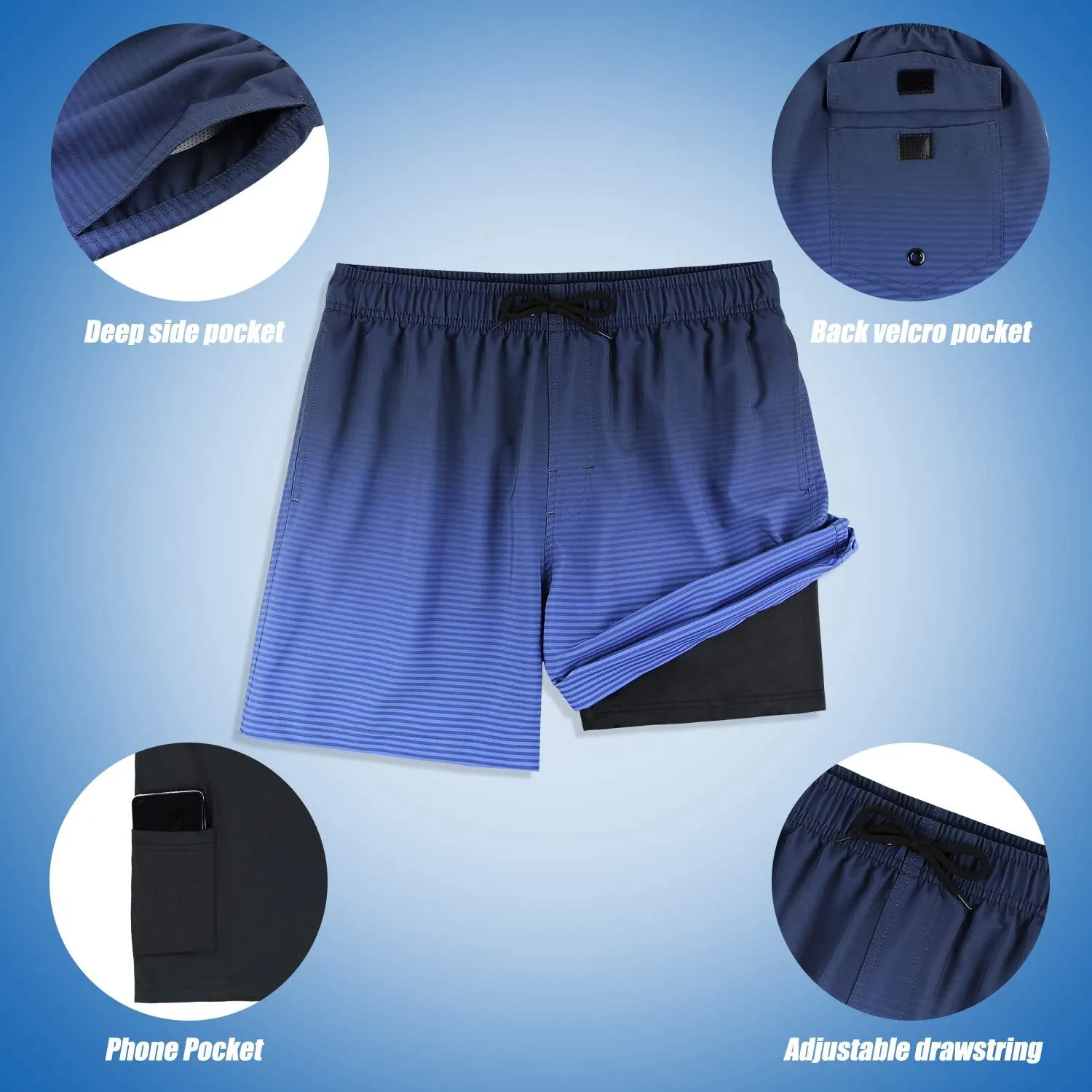 MILANKERR 5.5" Mens Swim Trunks with Compression Liner Quick Dry