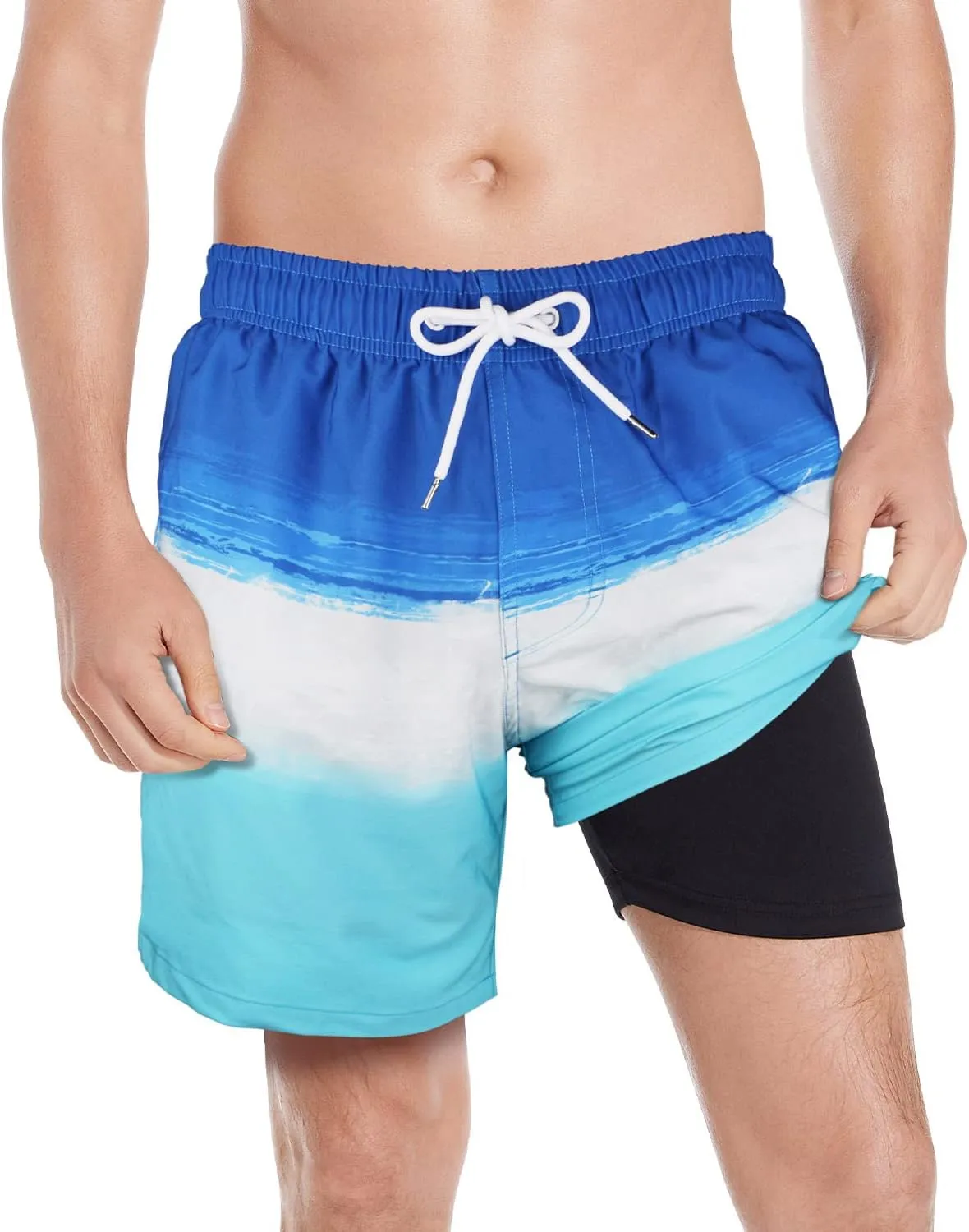 MILANKERR 5.5" Mens Swim Trunks with Compression Liner Quick Dry