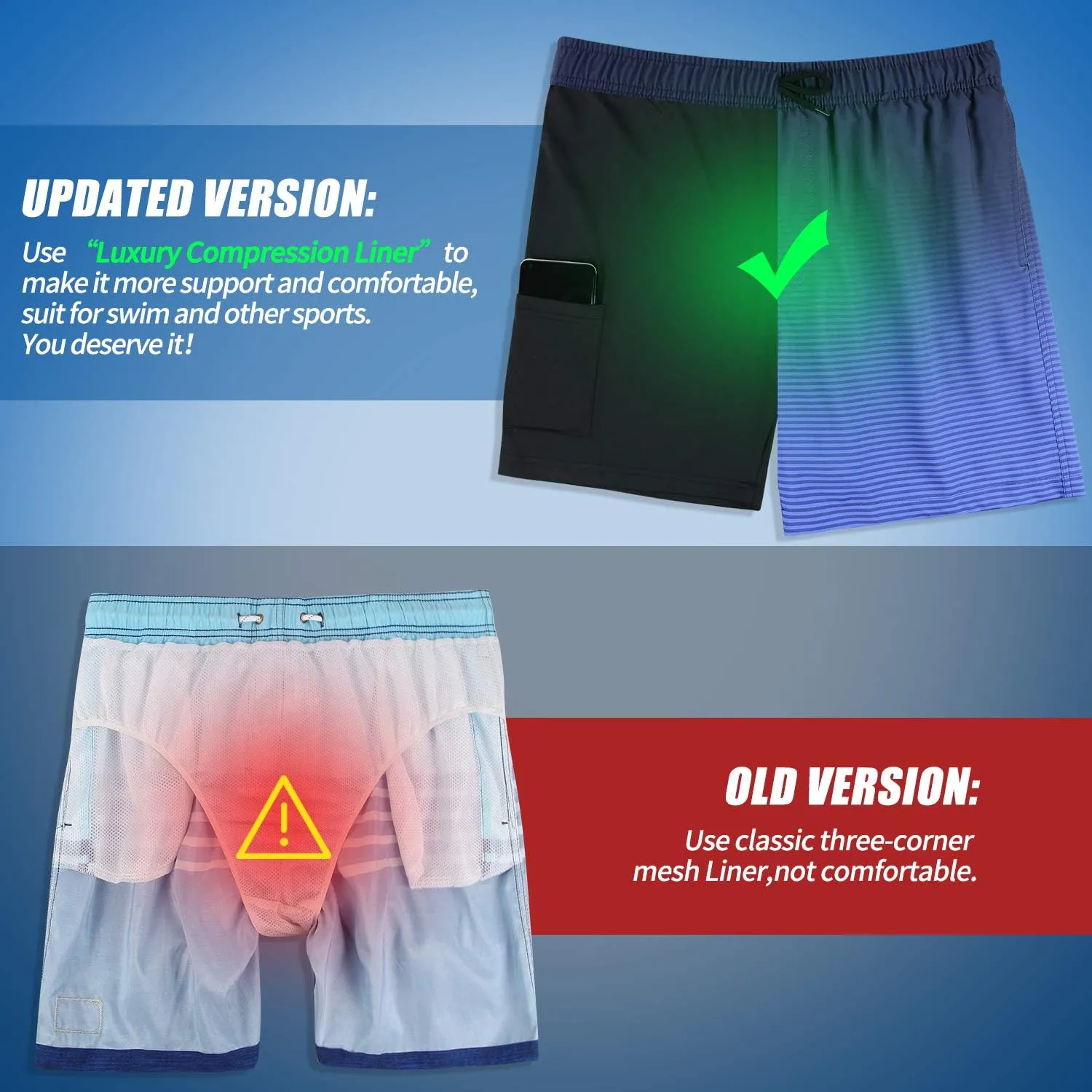MILANKERR 5.5" Mens Swim Trunks with Compression Liner Quick Dry