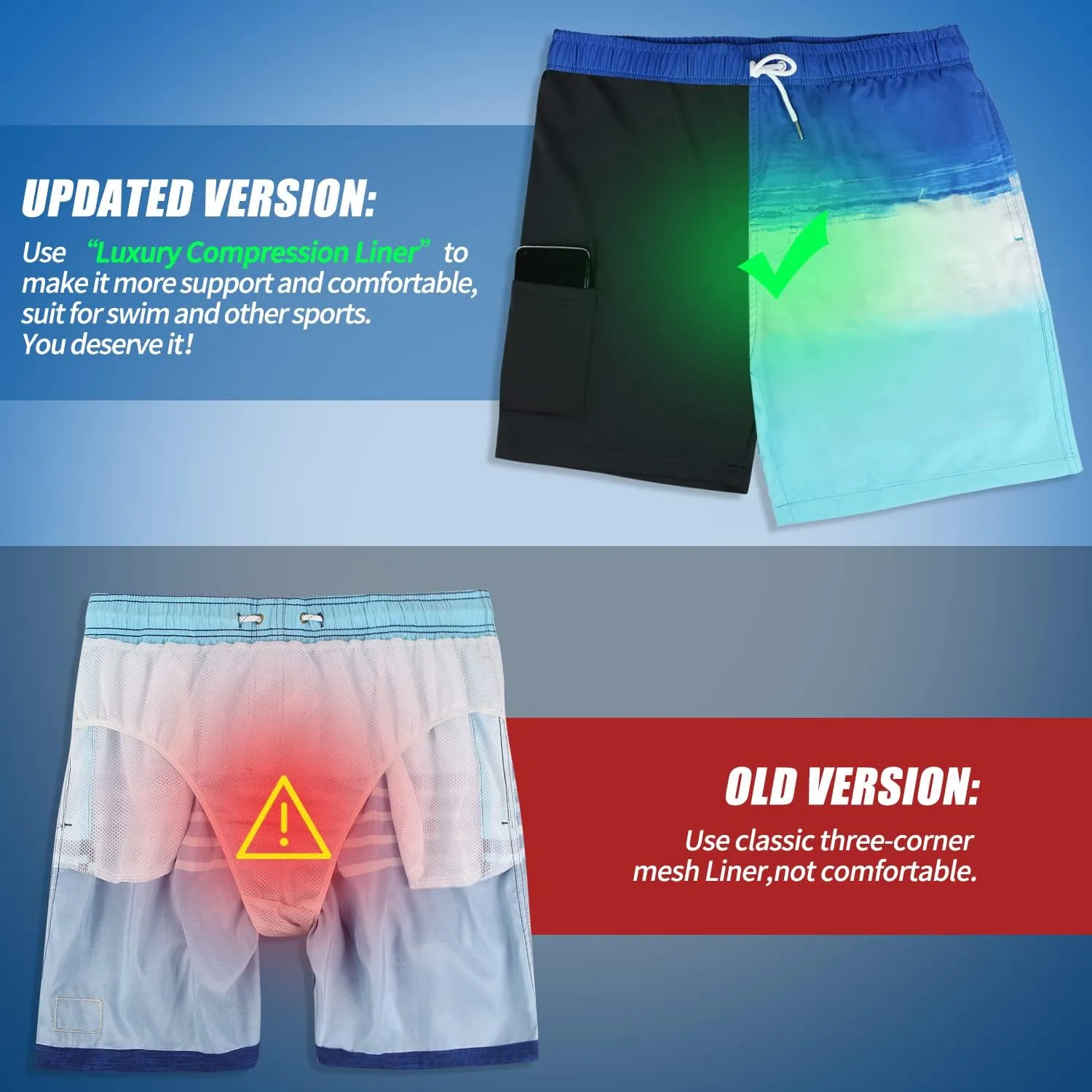 MILANKERR 5.5" Mens Swim Trunks with Compression Liner Quick Dry