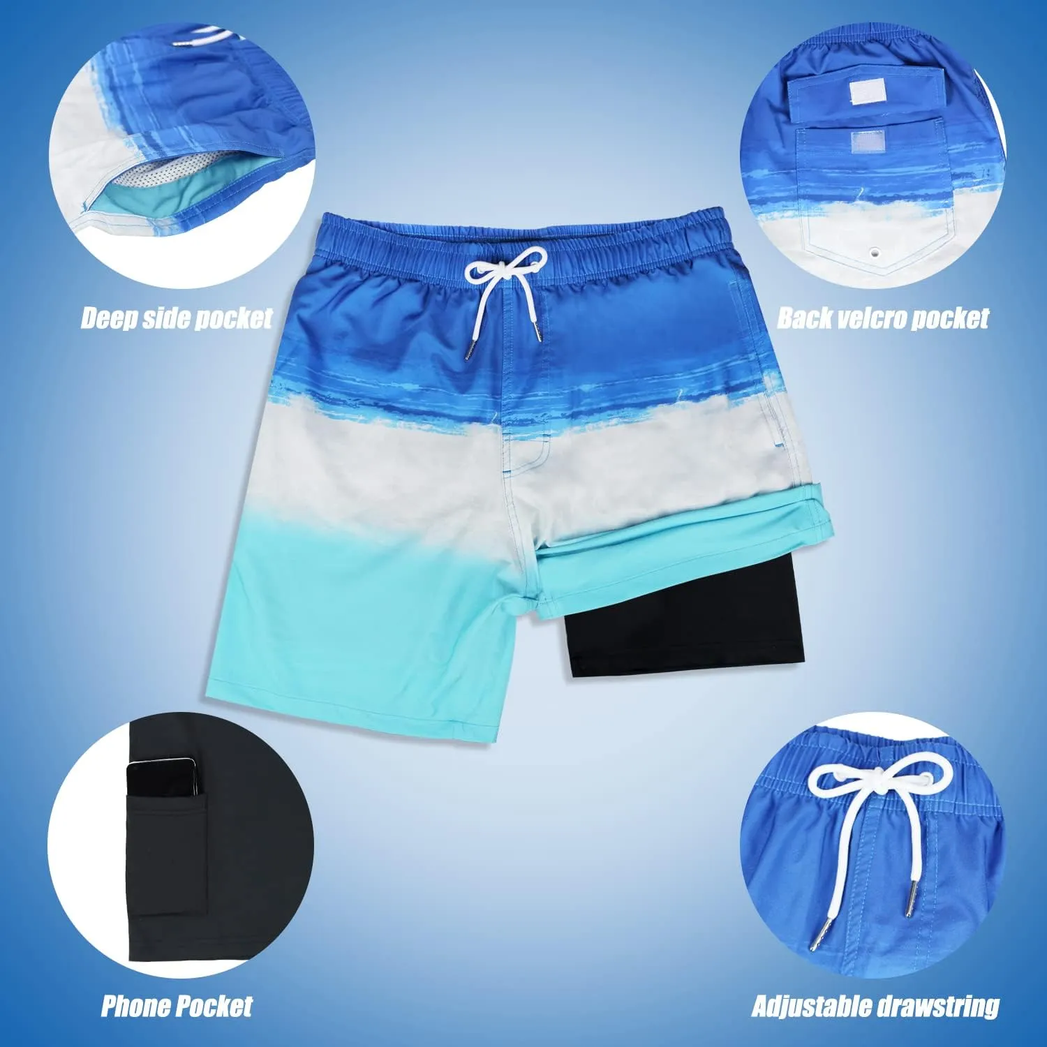 MILANKERR 5.5" Mens Swim Trunks with Compression Liner Quick Dry