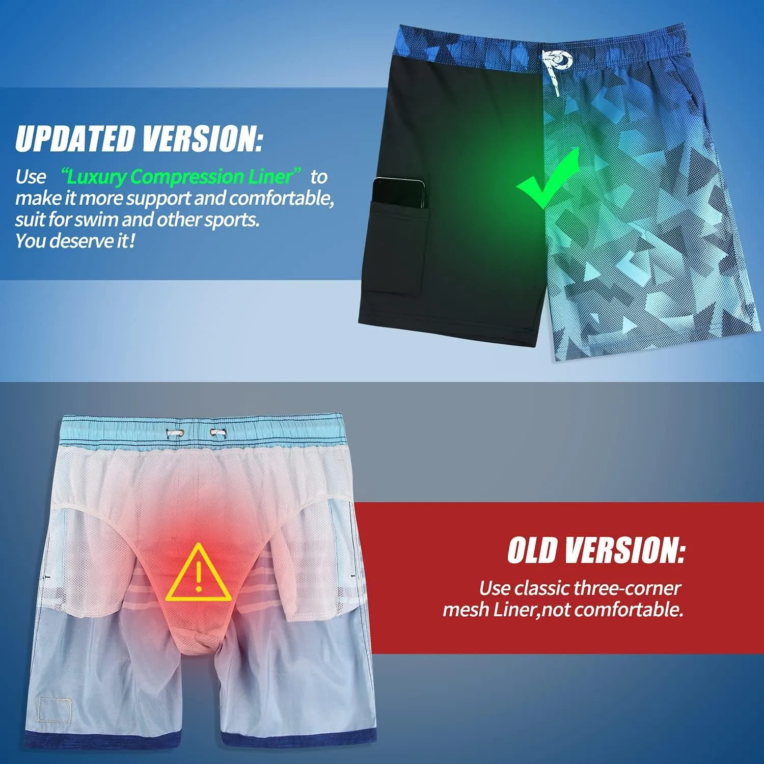 MILANKERR 5.5" Mens Swim Trunks with Compression Liner Quick Dry