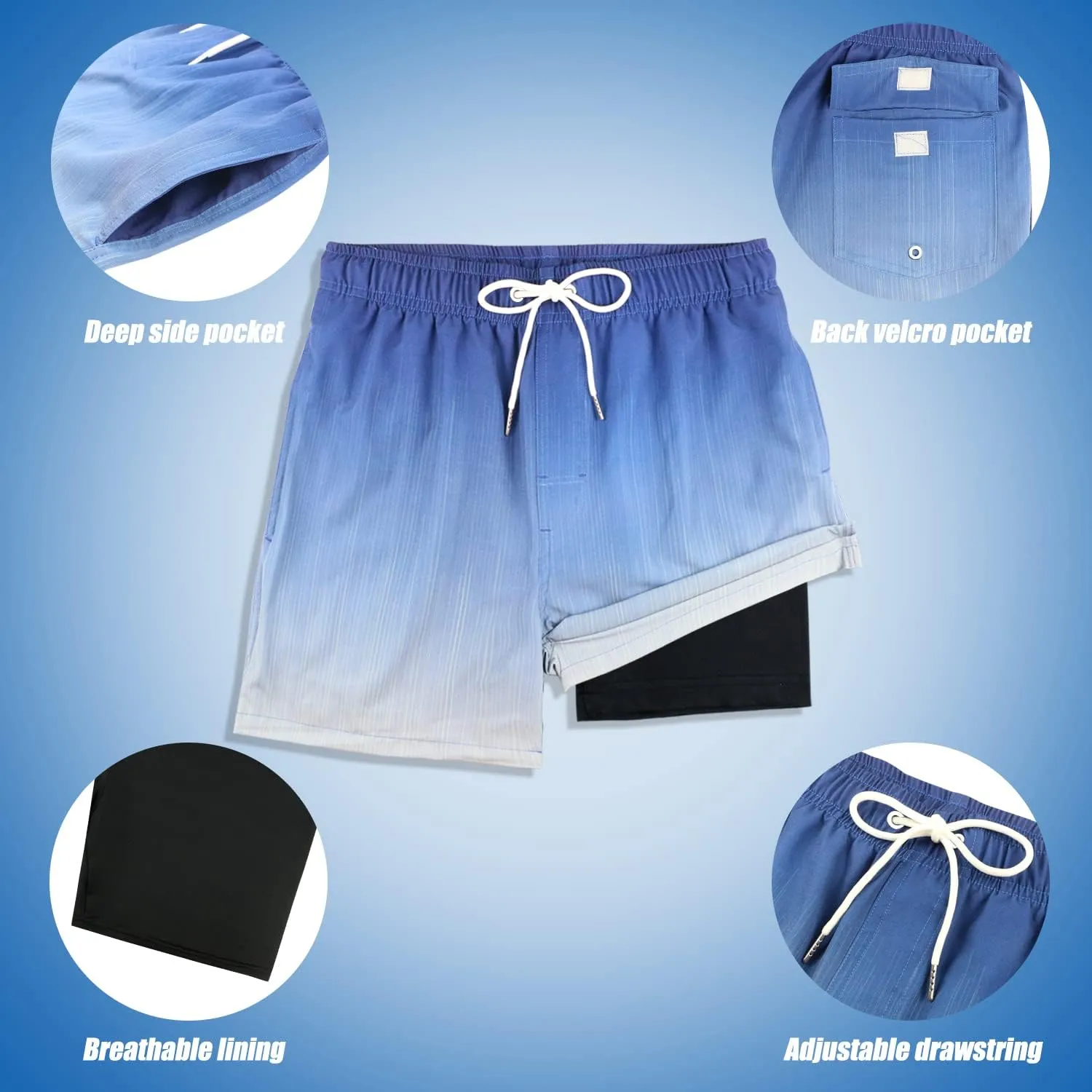 MILANKERR 5.5" Mens Swim Trunks with Compression Liner Quick Dry