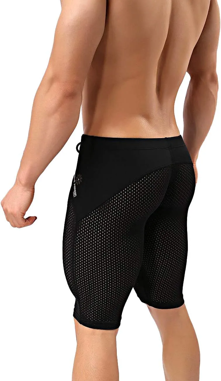MIZOK Men's Yoga Capris Mesh Quick Dry Swimwear Workout Shorts