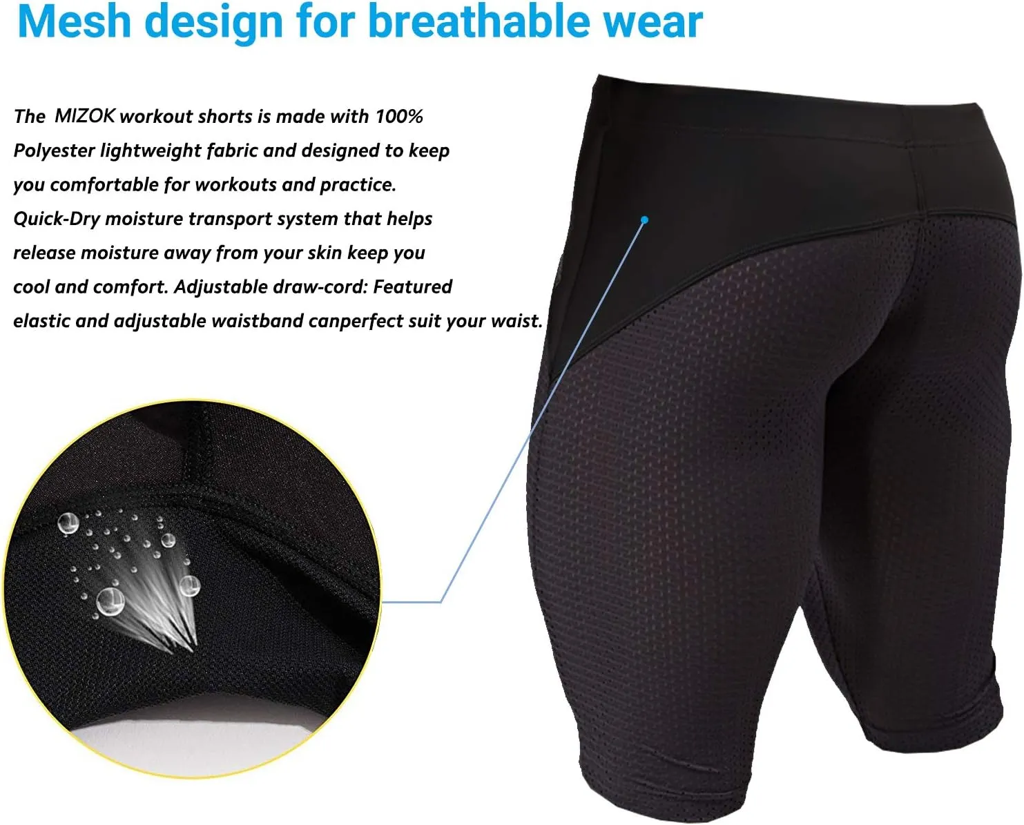 MIZOK Men's Yoga Capris Mesh Quick Dry Swimwear Workout Shorts