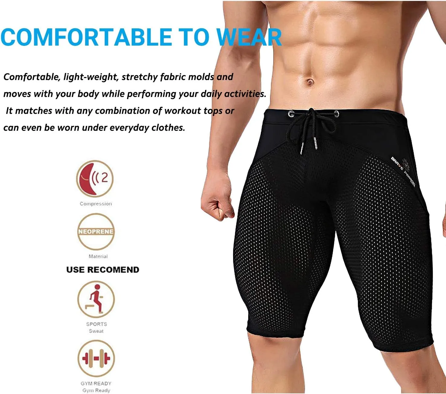 MIZOK Men's Yoga Capris Mesh Quick Dry Swimwear Workout Shorts