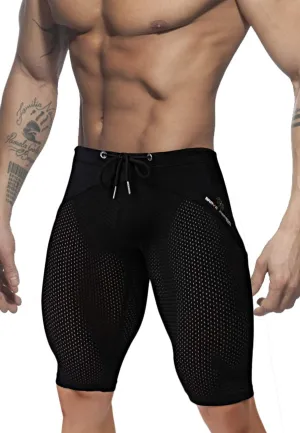 MIZOK Men's Yoga Capris Mesh Quick Dry Swimwear Workout Shorts
