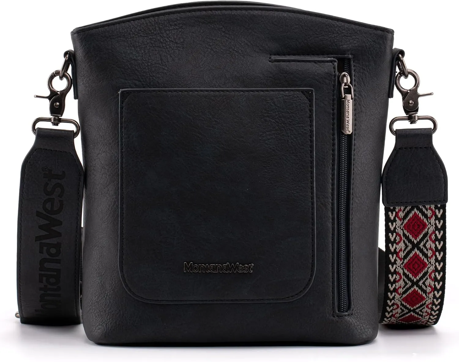 Montana West Multi Zip Pocket Large Crossbody Bag With Guitar Strap