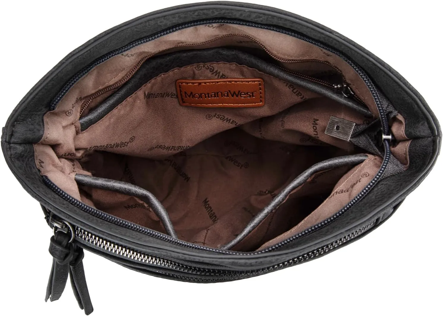 Montana West Multi Zip Pocket Large Crossbody Bag With Guitar Strap