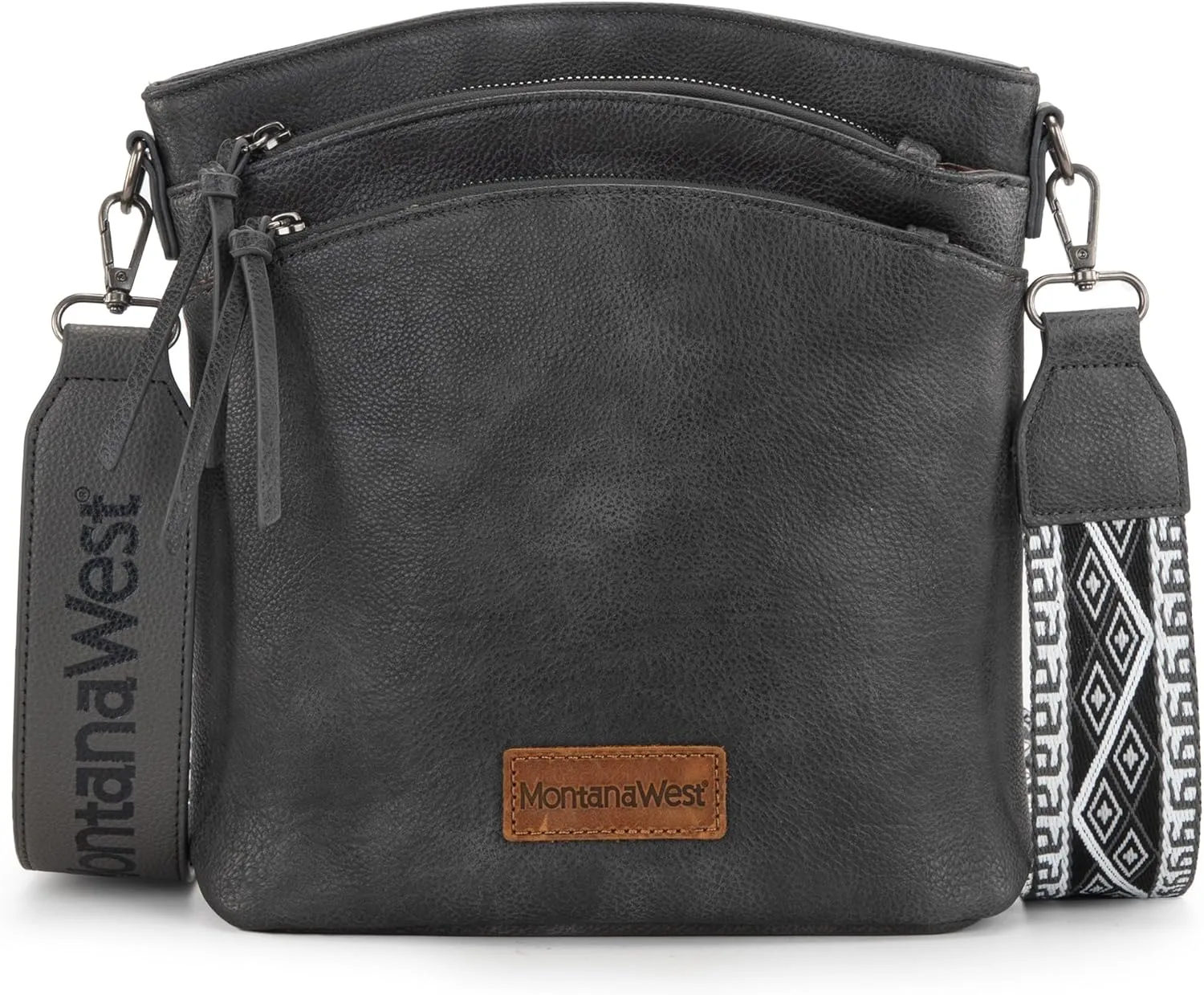 Montana West Multi Zip Pocket Large Crossbody Bag With Guitar Strap