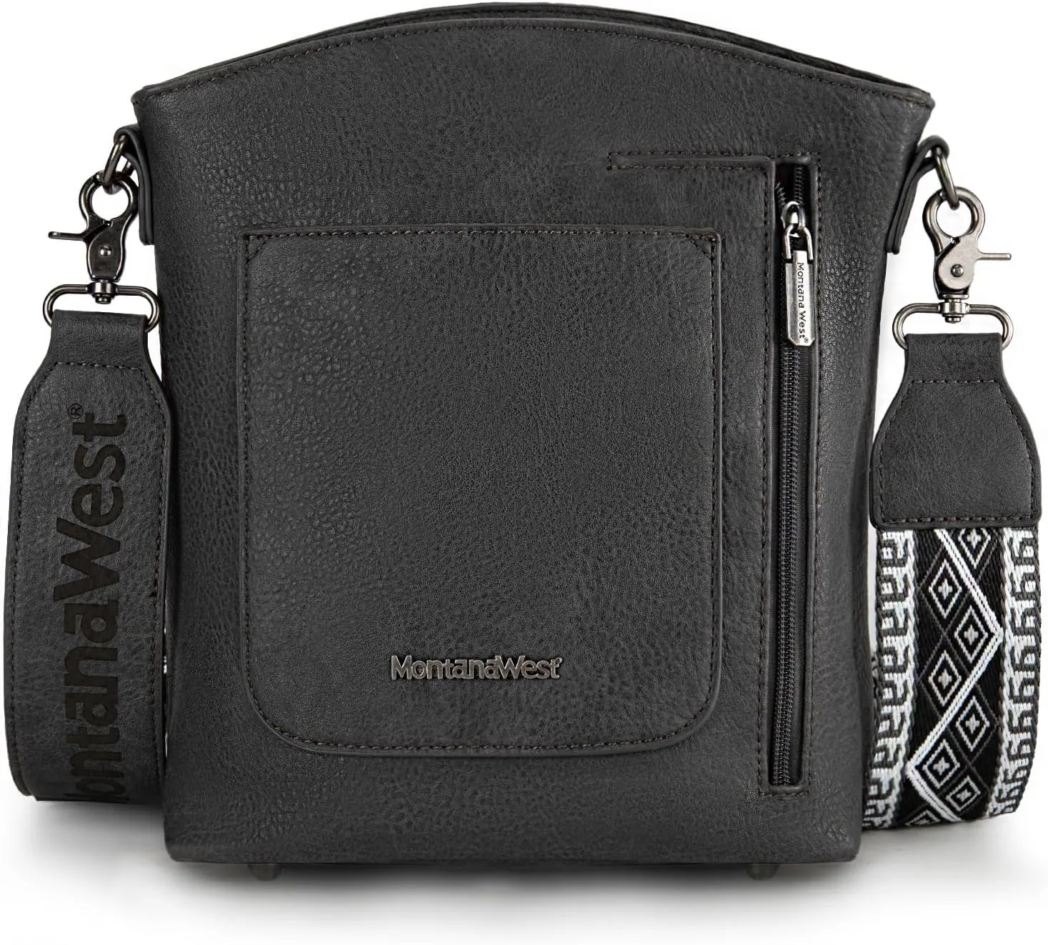 Montana West Multi Zip Pocket Large Crossbody Bag With Guitar Strap