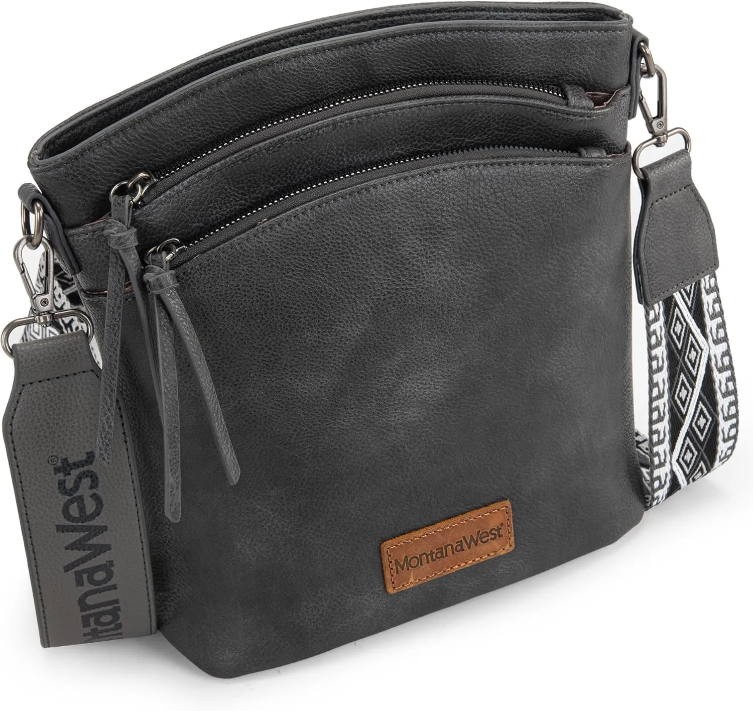 Montana West Multi Zip Pocket Large Crossbody Bag With Guitar Strap
