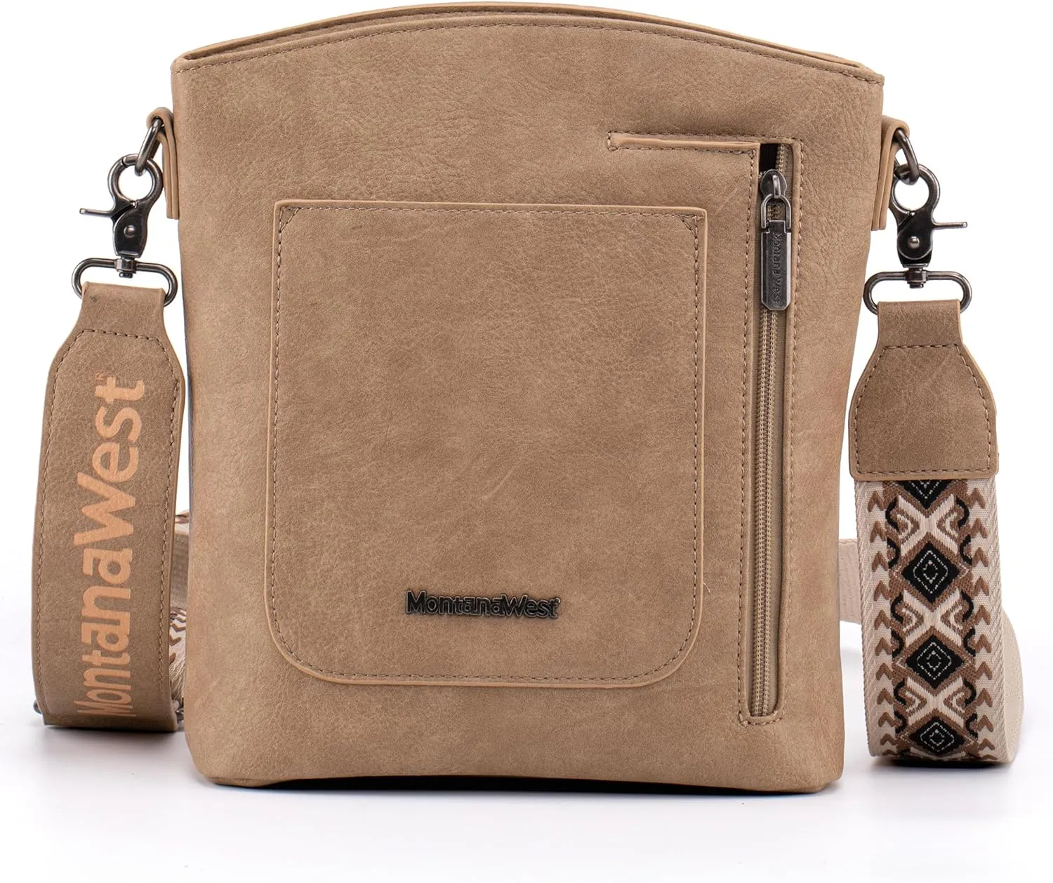 Montana West Multi Zip Pocket Large Crossbody Bag With Guitar Strap