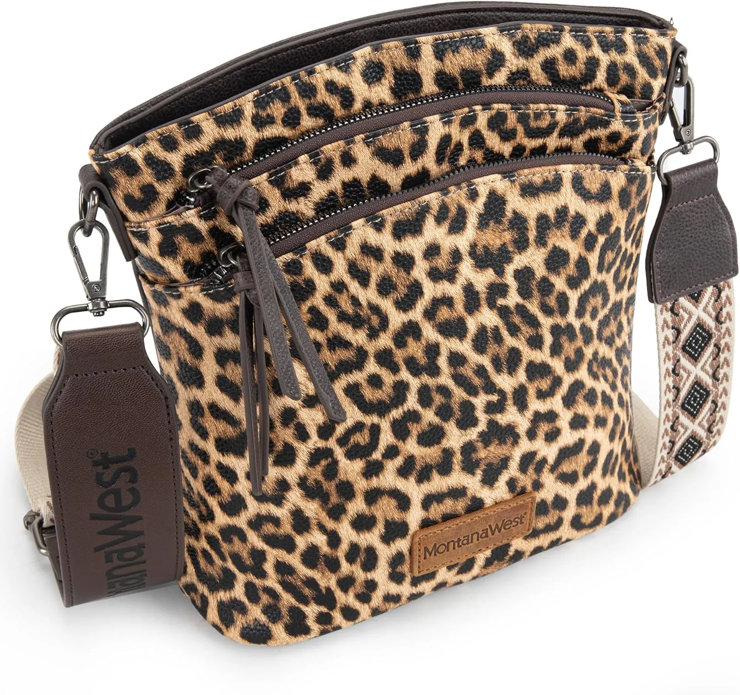Montana West Multi Zip Pocket Large Crossbody Bag With Guitar Strap