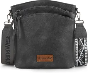 Montana West Multi Zip Pocket Large Crossbody Bag With Guitar Strap