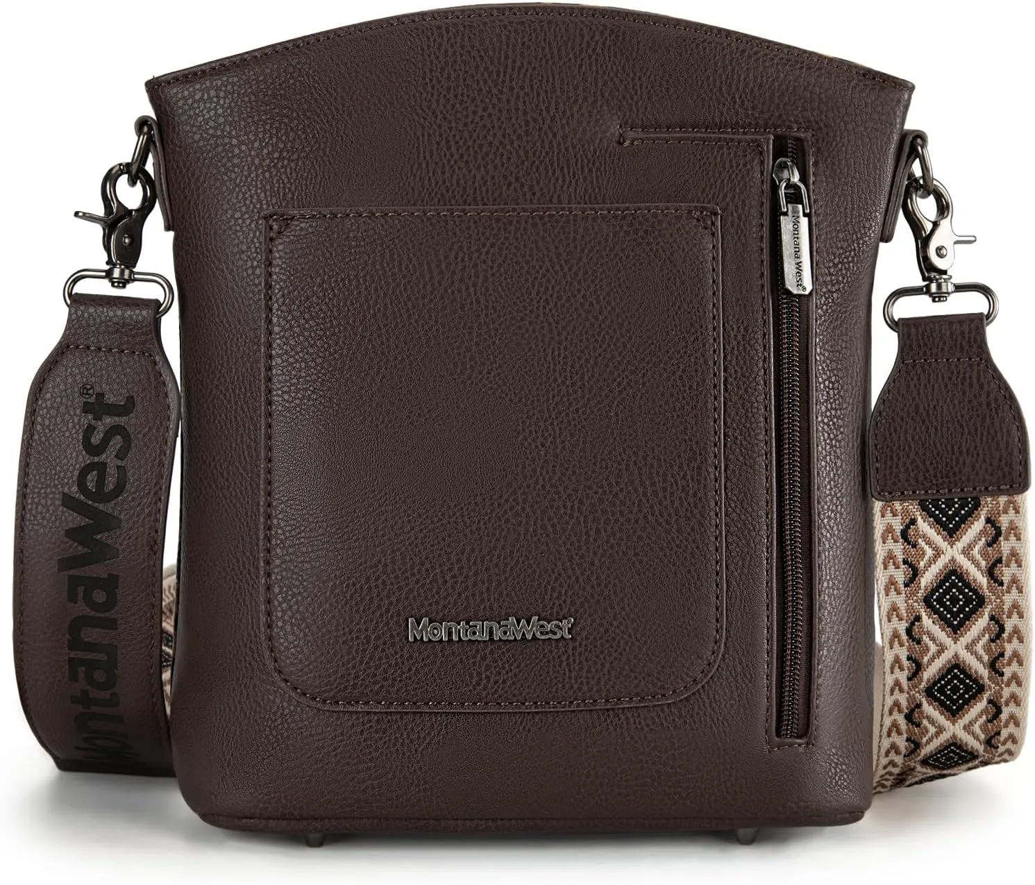 Montana West Multi Zip Pocket Large Crossbody Bag With Guitar Strap