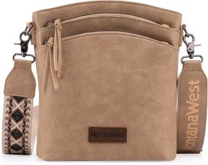 Montana West Multi Zip Pocket Large Crossbody Bag With Guitar Strap