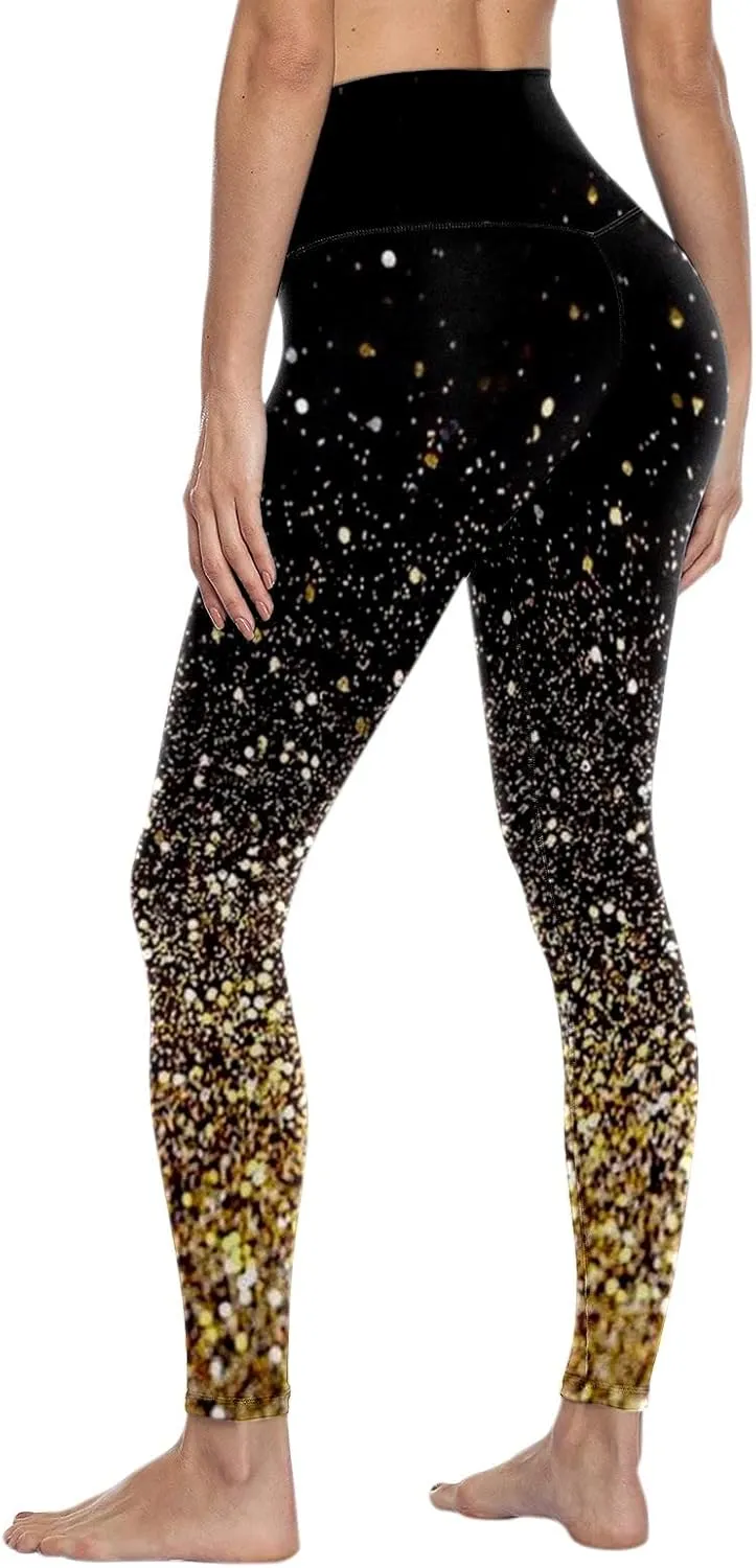 MRAFDGFB Sleep Slimmers Compression Leggings Plus Size Women Workout Silver Print Sports Yoga Pants Sexy Compression