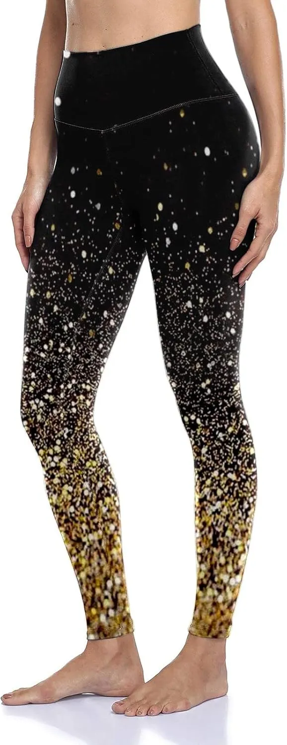 MRAFDGFB Sleep Slimmers Compression Leggings Plus Size Women Workout Silver Print Sports Yoga Pants Sexy Compression