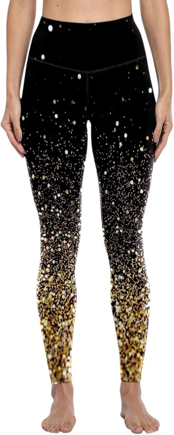 MRAFDGFB Sleep Slimmers Compression Leggings Plus Size Women Workout Silver Print Sports Yoga Pants Sexy Compression