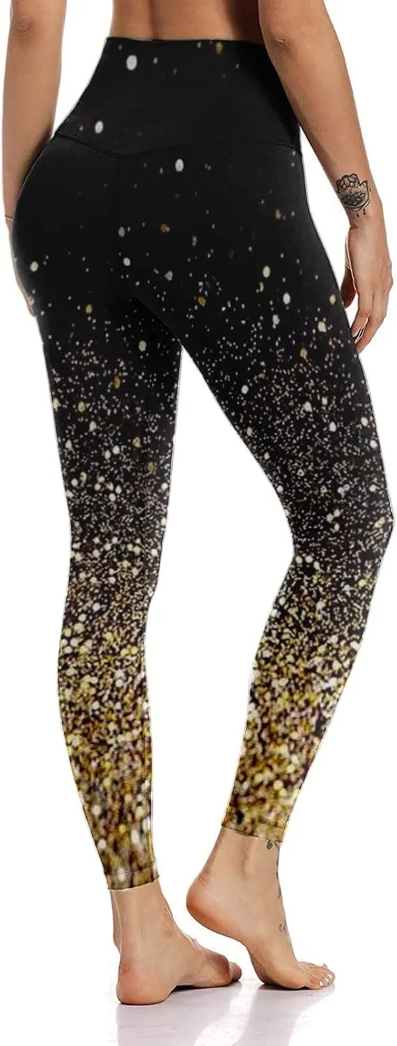 MRAFDGFB Sleep Slimmers Compression Leggings Plus Size Women Workout Silver Print Sports Yoga Pants Sexy Compression