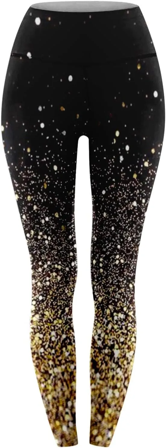 MRAFDGFB Sleep Slimmers Compression Leggings Plus Size Women Workout Silver Print Sports Yoga Pants Sexy Compression