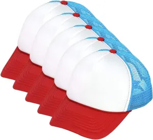 MR.R Sublimation Blank Polyester Mesh Cap Mesh Trucker Summer Mesh Cap,6 Pieces per Pack