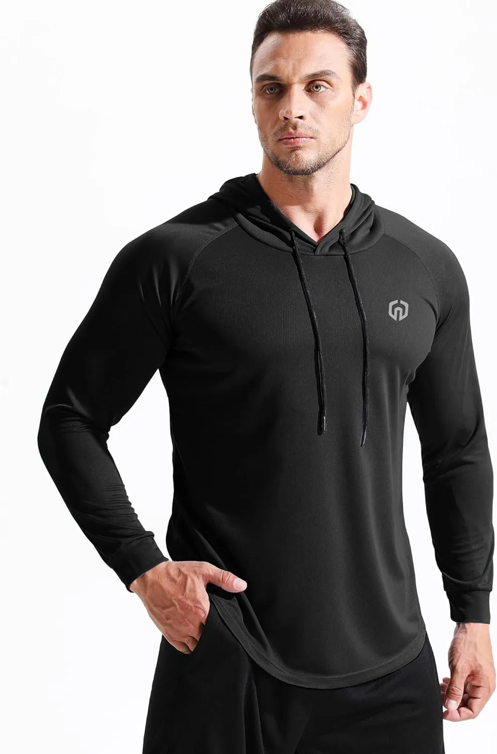 NELEUS Men's Dry Fit Athletic Shirt Workout Running Long Sleeve Shirts with Hoods