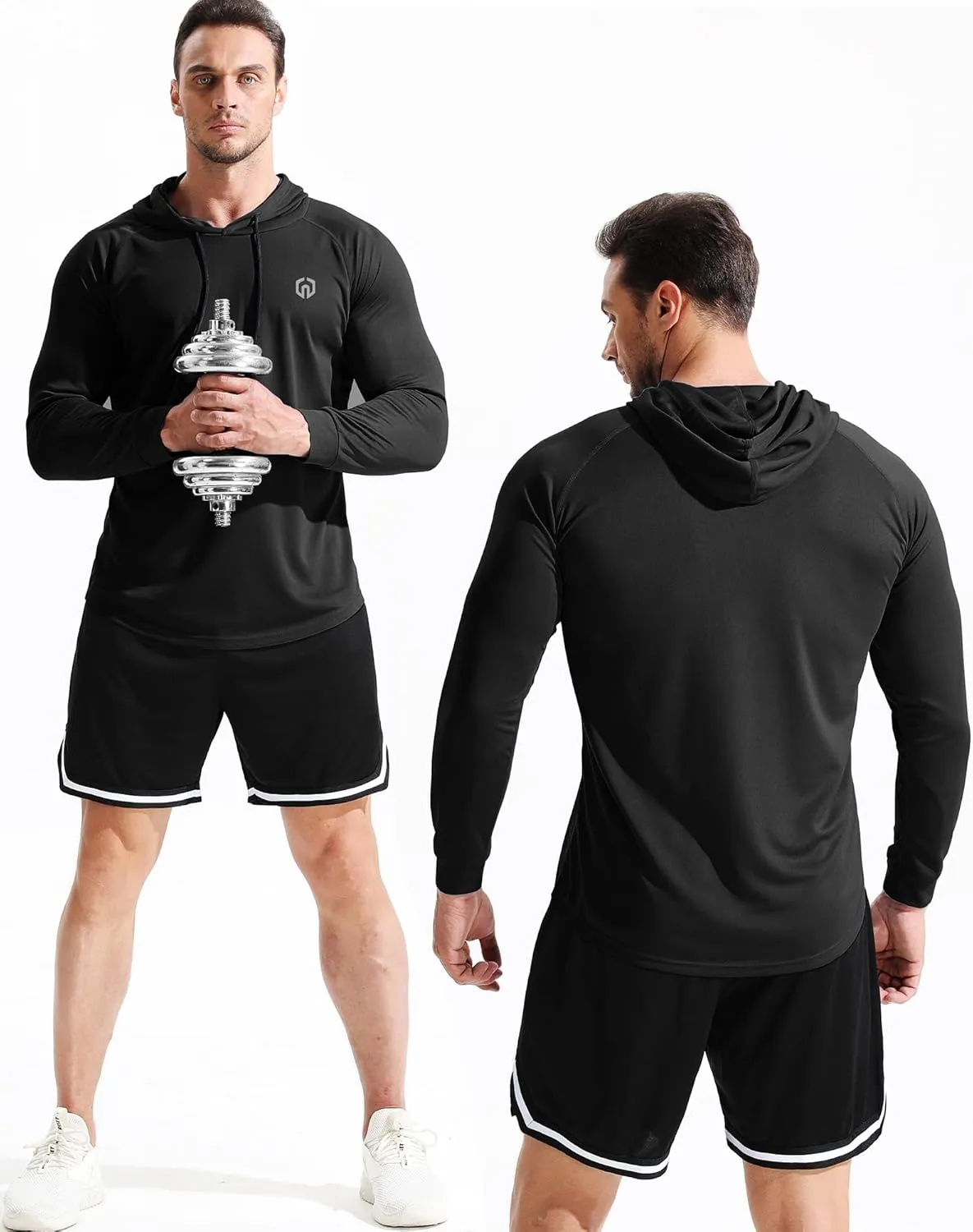 NELEUS Men's Dry Fit Athletic Shirt Workout Running Long Sleeve Shirts with Hoods