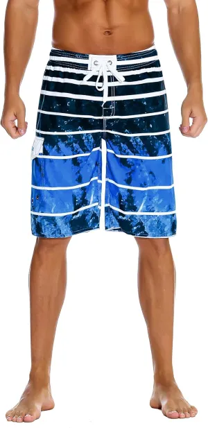 Nonwe Men's Beachwear Summer Holiday Swim Trunks Quick Dry Striped