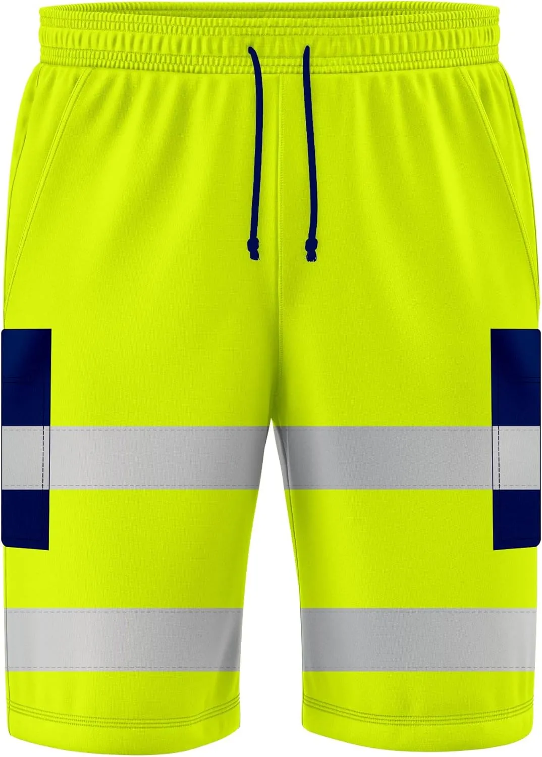 NOROZE Mens Hi Viz Safety Work 3/4 Shorts Side Pocket Bottoms Joggers Cargo Workwear