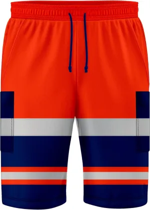 NOROZE Mens Hi Viz Safety Work 3/4 Shorts Side Pocket Bottoms Joggers Cargo Workwear