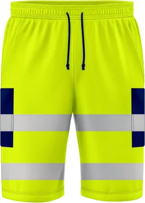 NOROZE Mens Hi Viz Safety Work 3/4 Shorts Side Pocket Bottoms Joggers Cargo Workwear