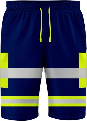 NOROZE Mens Hi Viz Safety Work 3/4 Shorts Side Pocket Bottoms Joggers Cargo Workwear
