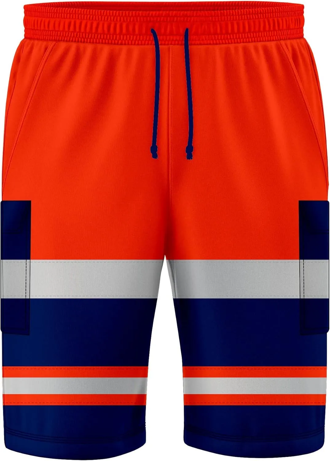 NOROZE Mens Hi Viz Safety Work 3/4 Shorts Side Pocket Bottoms Joggers Cargo Workwear