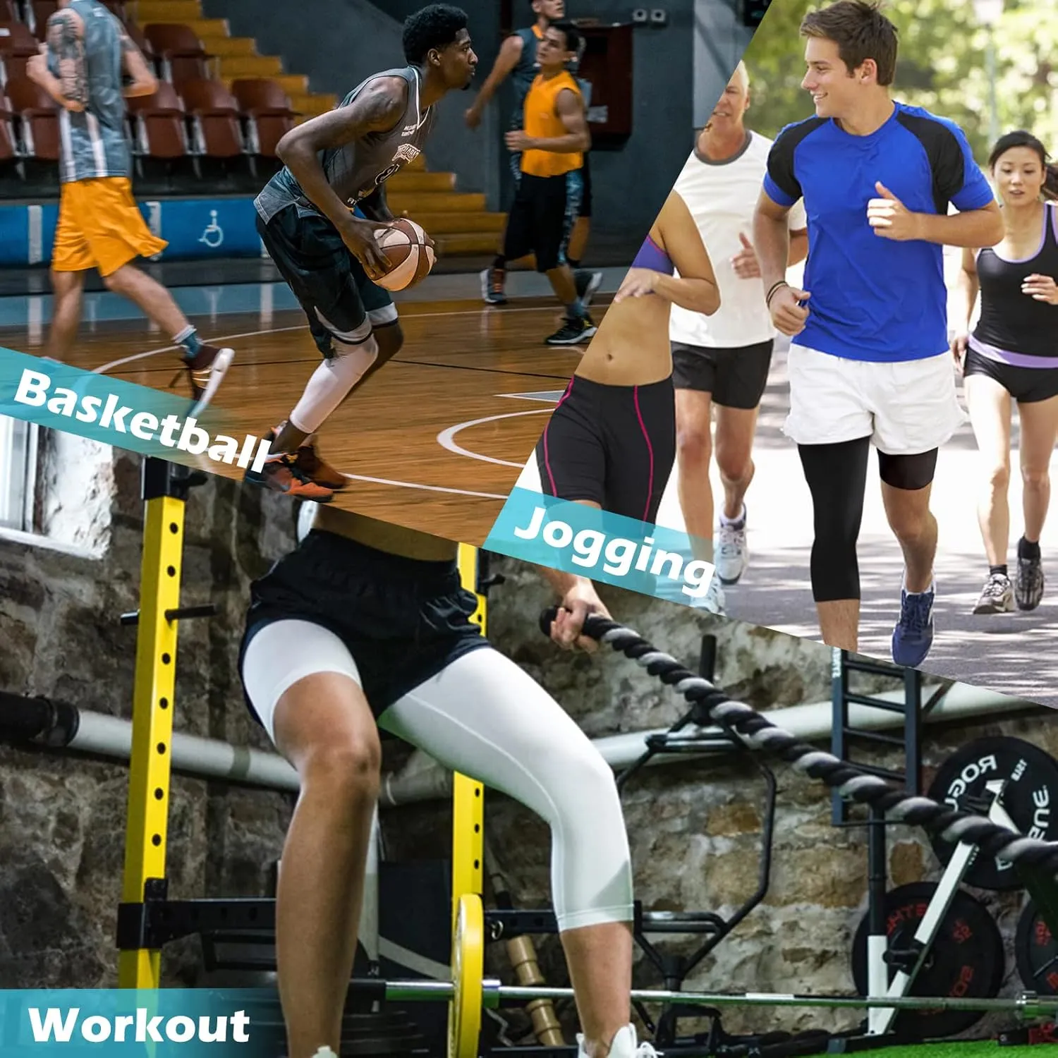OEBLD Single Leg 3/4 Compression Tights, Unisex Sports Compression Pants, Basketball Leg Sleeves
