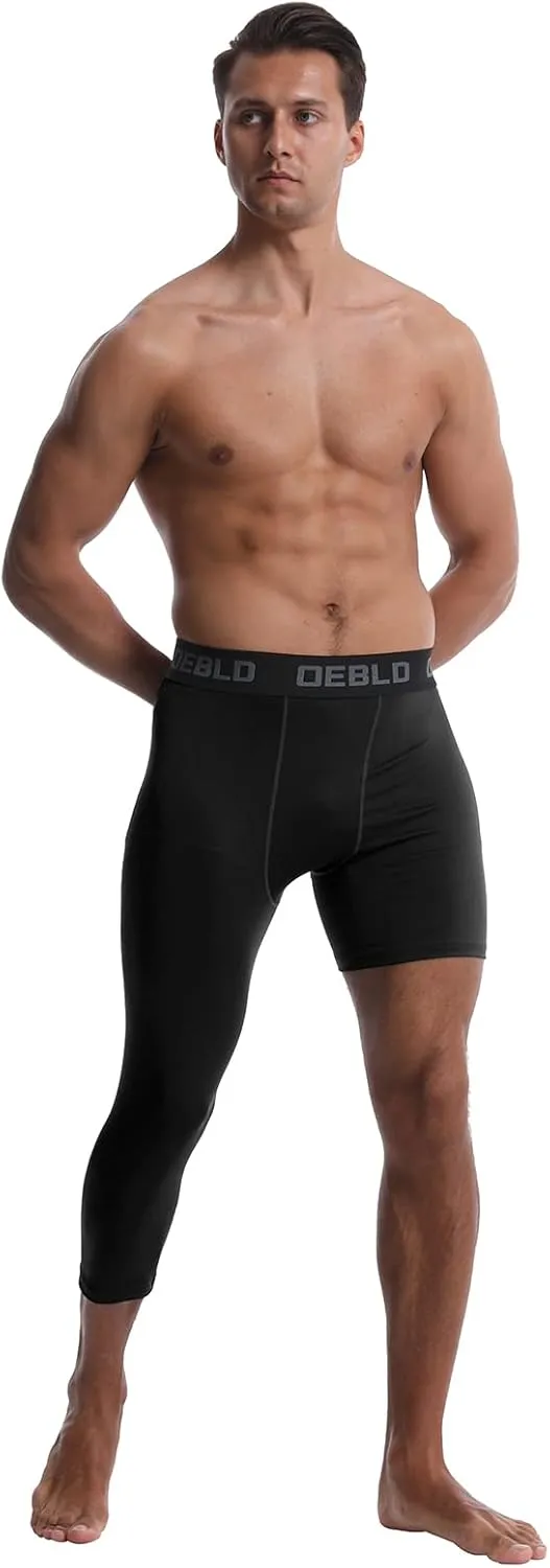 OEBLD Single Leg 3/4 Compression Tights, Unisex Sports Compression Pants, Basketball Leg Sleeves