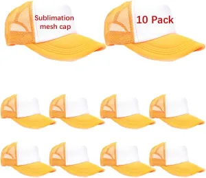ORJ Unisex Sublimation Blank Mesh Baseball Cap Polyester Mesh Trucker Hat Bulk