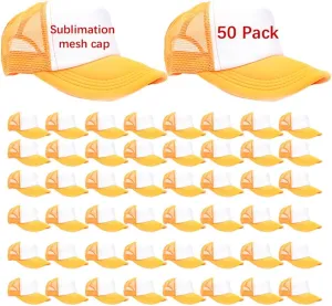 ORJ Unisex Sublimation Blank Mesh Baseball Cap Polyester Mesh Trucker Hat Bulk