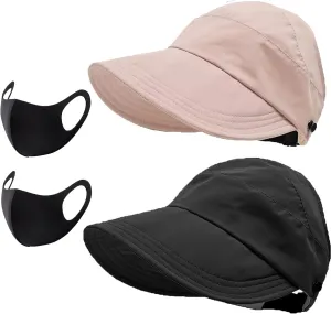 Outdoor Uv Protection Hollow Top Sun Hat, 2024 New Upgrated Women's Outdoor Uv Protection Hollow Top Wide Brim Sun Hat