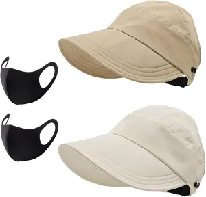 Outdoor Uv Protection Hollow Top Sun Hat, 2024 New Upgrated Women's Outdoor Uv Protection Hollow Top Wide Brim Sun Hat