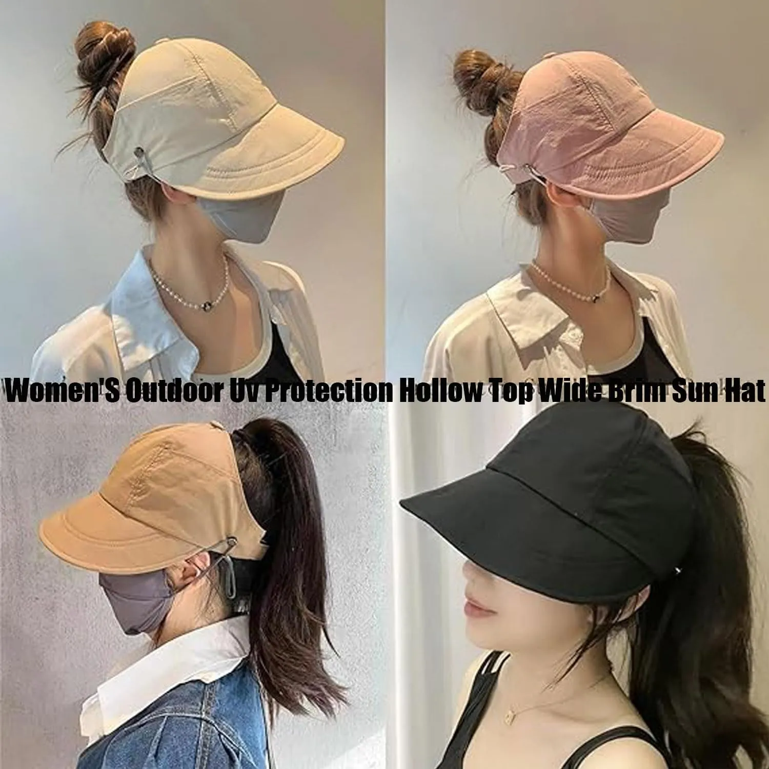 Outdoor Uv Protection Hollow Top Sun Hat, 2024 New Women's Outdoor Uv Protection Hollow Top Wide Brim Sun Hat