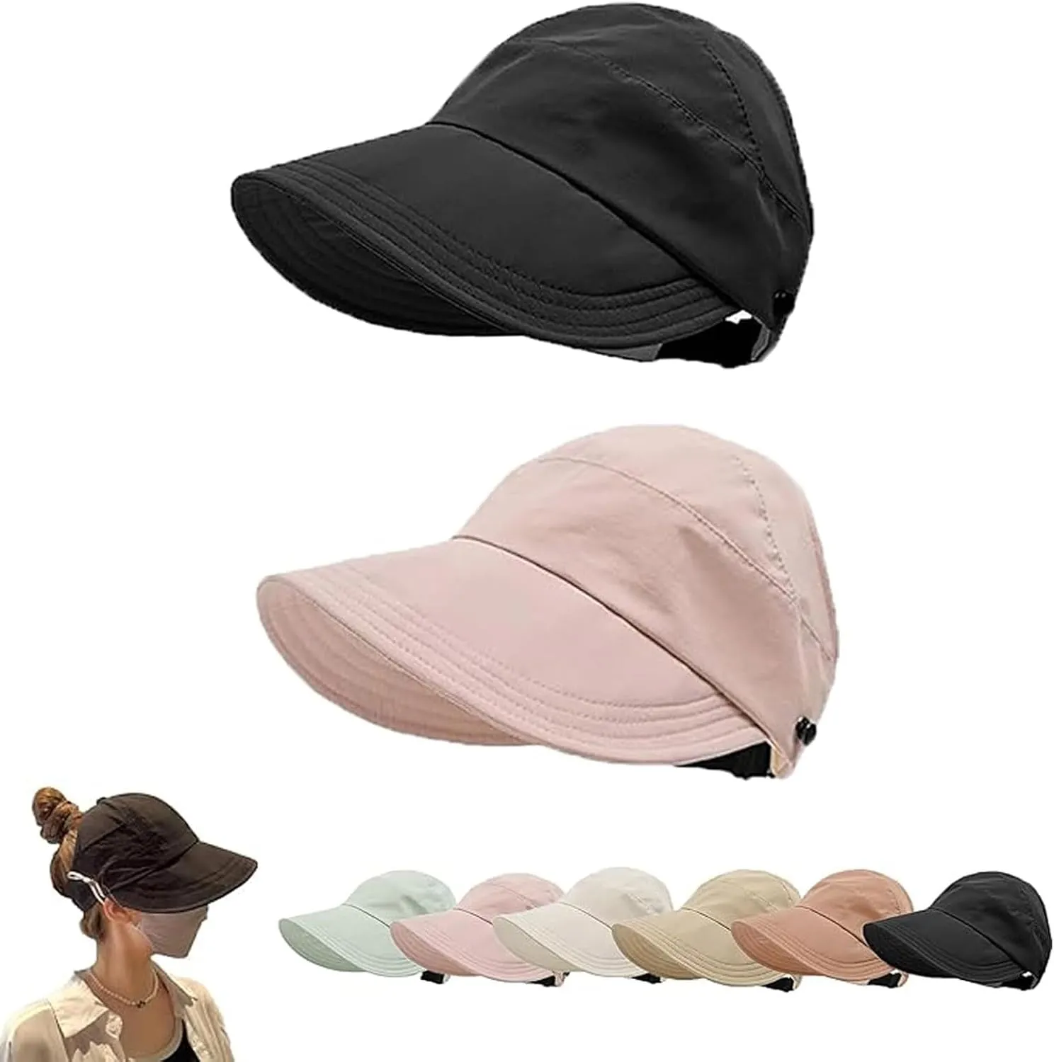 Outdoor Uv Protection Hollow Top Sun Hat, 2024 New Women's Outdoor Uv Protection Hollow Top Wide Brim Sun Hat