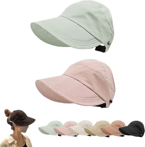 Outdoor Uv Protection Hollow Top Sun Hat, 2024 New Women's Outdoor Uv Protection Hollow Top Wide Brim Sun Hat