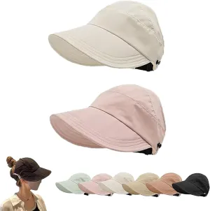 Outdoor Uv Protection Hollow Top Sun Hat, 2024 New Women's Outdoor Uv Protection Hollow Top Wide Brim Sun Hat